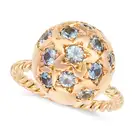 A VINTAGE SYNTHETIC BLUE SPINEL SPHERE RING designed as a sphere set with round cut synthetic blue
