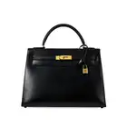 NO RESERVE - HERMÈS BLACK BOX CALF KELLY SELLIER 32 BAG  Condition grade C+.  Black Box Calf leather