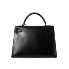 NO RESERVE - HERMÈS BLACK BOX CALF KELLY SELLIER 32 BAG  Condition grade C+.  Black Box Calf leather