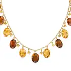 AN ANTIQUE CITRINE FRINGE NECKLACE comprising a trace suspending a fringe of oval cut citrines and