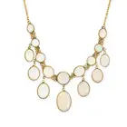NO RESERVE - A VINTAGE OPAL FRINGE NECKLACE in yellow gold, set with oval and round cabochon