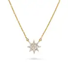 A CELESTIAL DIAMOND NECKLACE comprising a trace chain accented by a star and crescent moon motif set