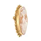 NO RESERVE - AN VINTAGE SHELL CAMEO BROOCH, 1979 in 9ct yellow gold, set with an oval shell cameo