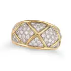 A DIAMOND BOMBE RING the tapering bombe ring pave set with sections of round brilliant cut diamonds,