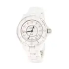 CHANEL, A J12 WRISTWATCH, in white ceramic and stainless steel, the round case with unidirectional