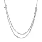 A DIAMOND NECKLACE in 18ct white gold, set with a row of round brilliant cut diamonds, leading to