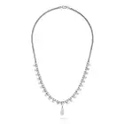 A FINE DIAMOND NECKLACE set with a row of round brilliant cut diamonds, suspending a row of round