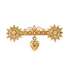 NO RESERVE - AN ANTIQUE VICTORIAN PEARL AND DIAMOND BAR BROOCH, CIRCA 1890 in yellow gold,