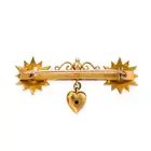 NO RESERVE - AN ANTIQUE VICTORIAN PEARL AND DIAMOND BAR BROOCH, CIRCA 1890 in yellow gold,