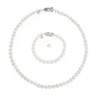 MIKIMOTO, A PEARL NECKLACE AND BRACELET SUITE the necklace comprising a single row of pearls, the