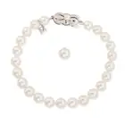 MIKIMOTO, A PEARL NECKLACE AND BRACELET SUITE the necklace comprising a single row of pearls, the