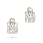 A PAIR OF DIAMOND EARRINGS each pave set with round brilliant cut diamonds, the diamonds all