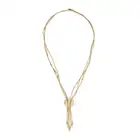 AN ITALIAN GOLD TASSEL NECKLACE comprising three rows of braided links, suspending six tassel