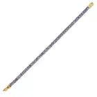 A SAPPHIRE LINE BRACELET in 18ct yellow gold, comprising a row of oval cut sapphires totalling 6.7-