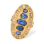 NO RESERVE - AN ANTIQUE SAPPHIRE AND DIAMOND RING, 19TH CENTURY AND LATER in high carat yellow gold,