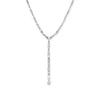A FINE DIAMOND LARIAT NECKLACE set with a row of alternating and graduating round brilliant and