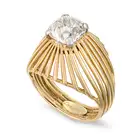 CHAUMET, A FINE VINTAGE DIAMOND DRESS RING in 18ct yellow gold and platinum, set with an old cut