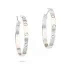 CARTIER, A PAIR OF LOVE HOOP EARRINGS in 18ct white gold, each hoop punctuated by screw head motifs,