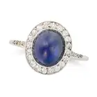 A FINE ANTIQUE SAPPHIRE AND DIAMOND DRESS RING, EARLY 20TH CENTURY set with an oval cabochon