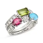 BULGARI, A PINK TOURMALINE, PERIDOT, BLUE TOPAZ AND DIAMOND ALLEGRA RING in 18ct white gold,