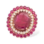 A 4.82 CARAT UNHEATED RUBY AND DIAMOND RING set with a cushion cut ruby of 4.82 carats in a double