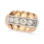 NO RESERVE - A RETRO DIAMOND DRESS RING in 14ct yellow gold and white gold, the band set with a