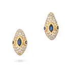 NO RESERVE - A PAIR OF SAPPHIRE AND DIAMOND SNAKE HUGGIE HOOP EARRINGS in 18ct yellow gold, each