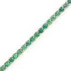 A 6.98 CARAT EMERALD LINE BRACELET comprising a row of round cut emerald totalling 6.98 carats,