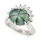 AN 8.48 CARAT TRAPICHE EMERALD AND DIAMOND RING set with a cabochon trapiche emerald of 8.48 carats,