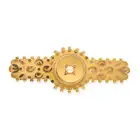 NO RESERVE - AN ANTIQUE VICTORIAN PEARL BAR BROOCH, CIRCA 1890 in 15ct yellow gold, set with a