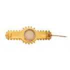 NO RESERVE - AN ANTIQUE VICTORIAN PEARL BAR BROOCH, CIRCA 1890 in 15ct yellow gold, set with a