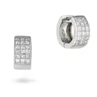 A PAIR OF DIAMOND HOOP EARRINGS in 18ct white gold, each huggie hoop channel set with princess cut