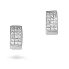 A PAIR OF DIAMOND HOOP EARRINGS in 18ct white gold, each huggie hoop channel set with princess cut