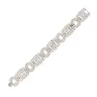 A FINE ART DECO DIAMOND STRAP BRACELET comprising a row of pierced geometric links, set throughout