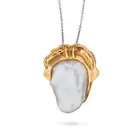 A BAROQUE PEARL AND DIAMOND PENDANT NECKLACE the pendant set with a baroque pearl of 30.0mm,