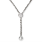 FOPE, A DIAMOND NECKLACE in 18ct white gold, the fancy link chain set with a circular slider of round brilliant cut diamonds, suspending a silver sphere drop, signed Fope, stamped 750, 41.0cm, 18.9g.
