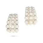 A LARGE PAIR OF ITALIAN PEARL AND DIAMOND HOOP CLIP EARRINGS in 18ct white gold, each comprising