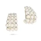 A LARGE PAIR OF ITALIAN PEARL AND DIAMOND HOOP CLIP EARRINGS in 18ct white gold, each comprising