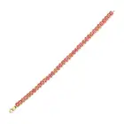 A PEACH SAPPHIRE LINE BRACELET comprising a row of oval cut peach sapphires totalling 17.5-18.0