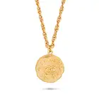 CHANEL, A CC MEDALLION PENDANT NECKLACE comprising a fancy link chain with a circular medallion