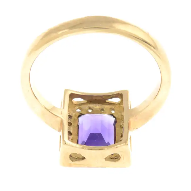 9ct gold amethyst diamond ring