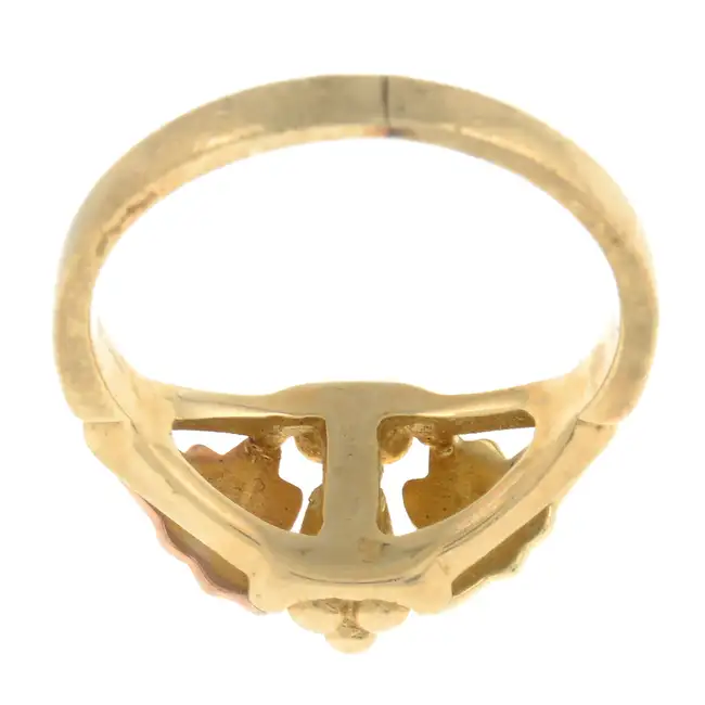 Diamond bicolour leaf dress ring