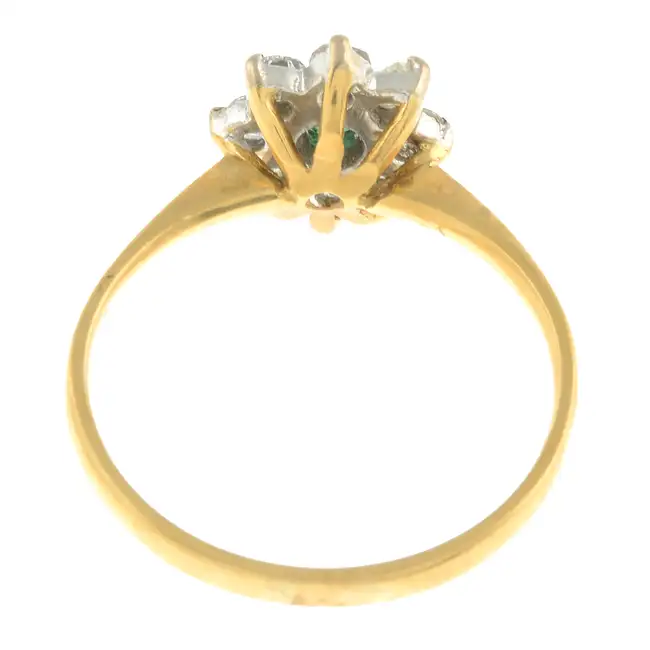 18ct gold emerald & diamond cluster ring