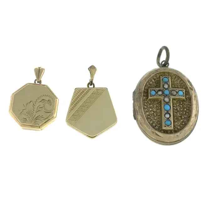 Three assorted locket pendants