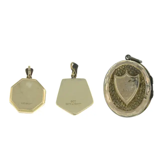 Three assorted locket pendants