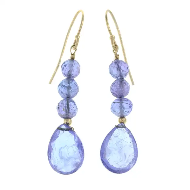 Tanzanite bead drop earrings