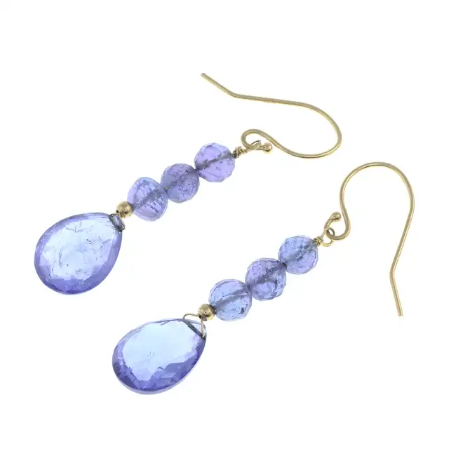 Tanzanite bead drop earrings
