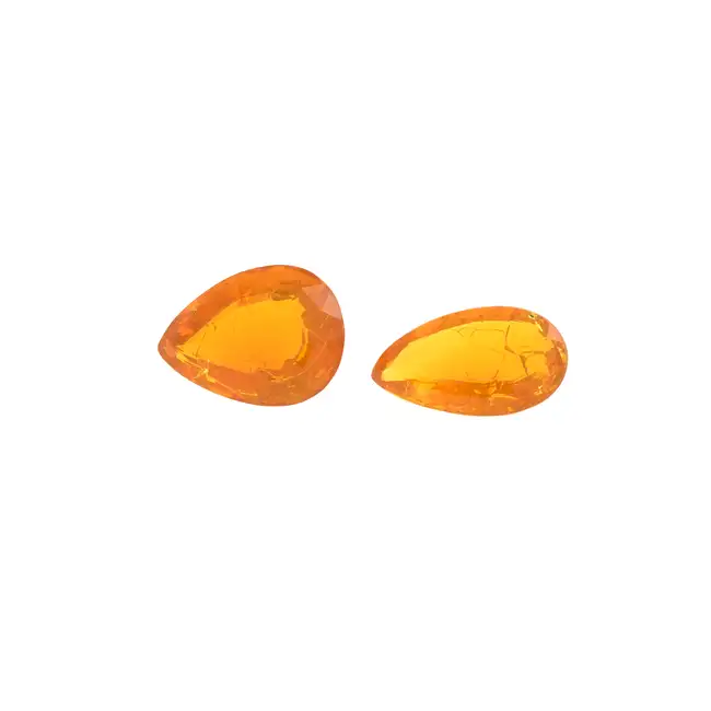 Two pear-shape fire opals, 12.96ct