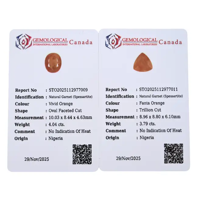 Two vari-shape spessartine garnets, 7.83ct