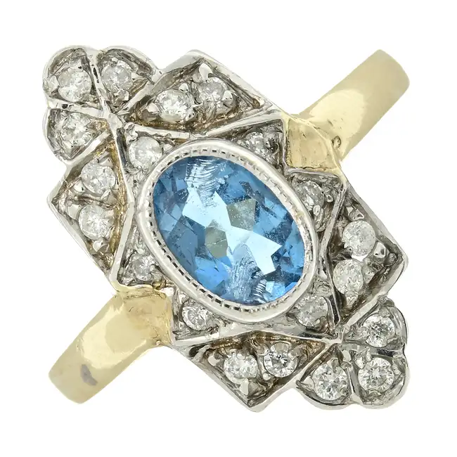 9ct gold topaz & diamond ring
